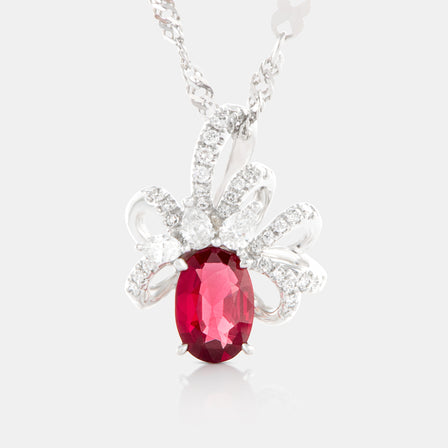 Royal Jewelry Box Ruby and Diamond Ribbon Pendant