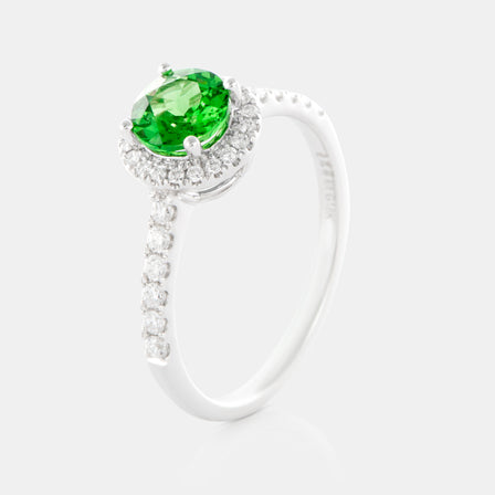 Royal Jewelry Box Garnet and Diamond Halo Ring
