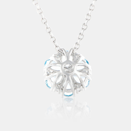 Royal Jewelry Box Aquamarine and Diamond Bloom Necklace