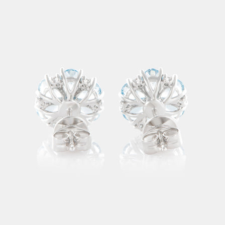 Royal Jewelry Box Aquamarine and Diamond Bloom Earrings