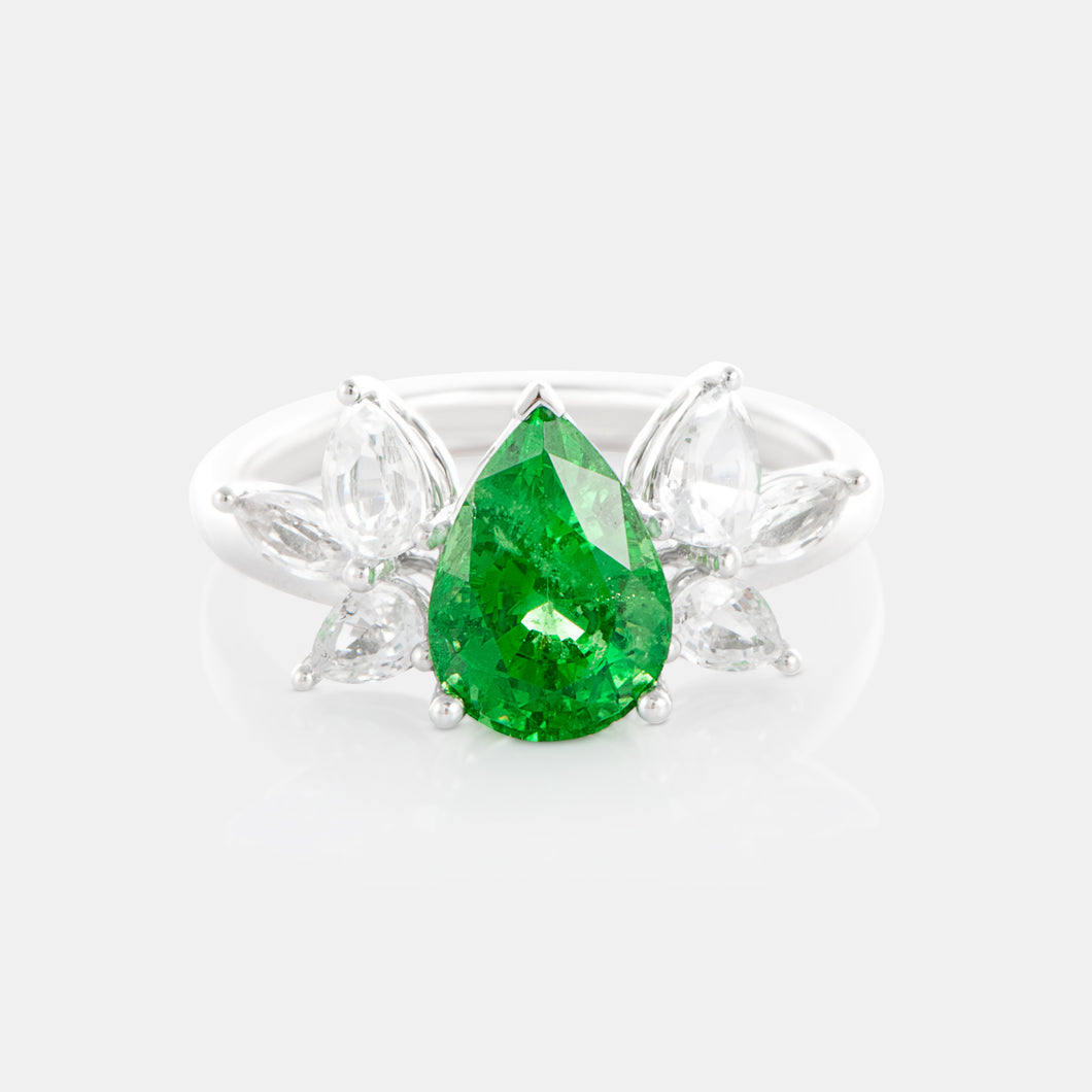 Royal Jewelry Box Garnet and Sapphire Petal Ring