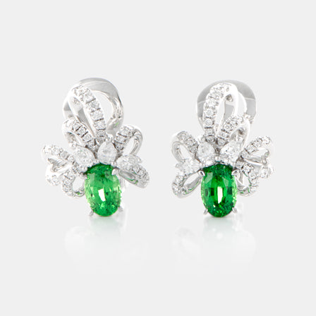 Royal Jewelry Box Garnet and Diamond Ribbon Earrings