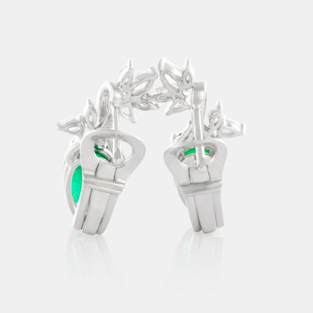 Royal Jewelry Box Emerald and Diamond Petal Earrings