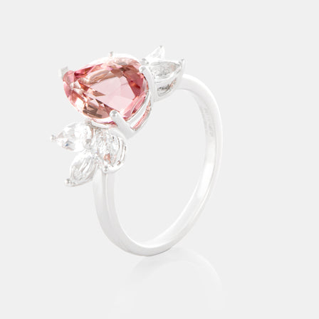 Royal Jewelry Box Pink Tourmaline and Sapphire Petal Ring