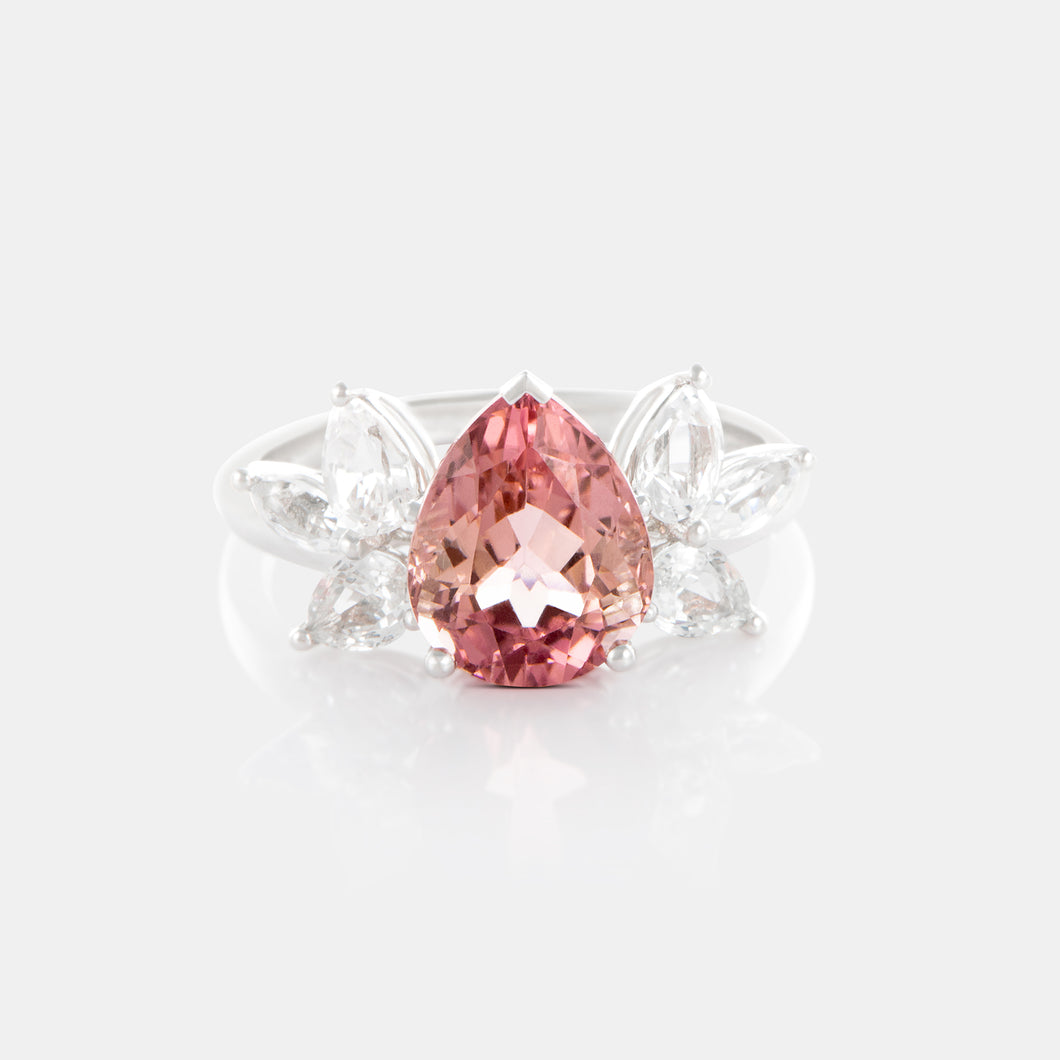 Royal Jewelry Box Pink Tourmaline and Sapphire Petal Ring