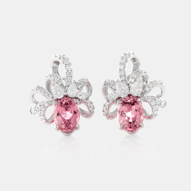 Royal Jewelry Box Pink Tourmaline and Diamond Ribbon Earrings