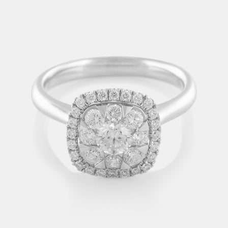 Diamond Cluster Square Shaped Ring