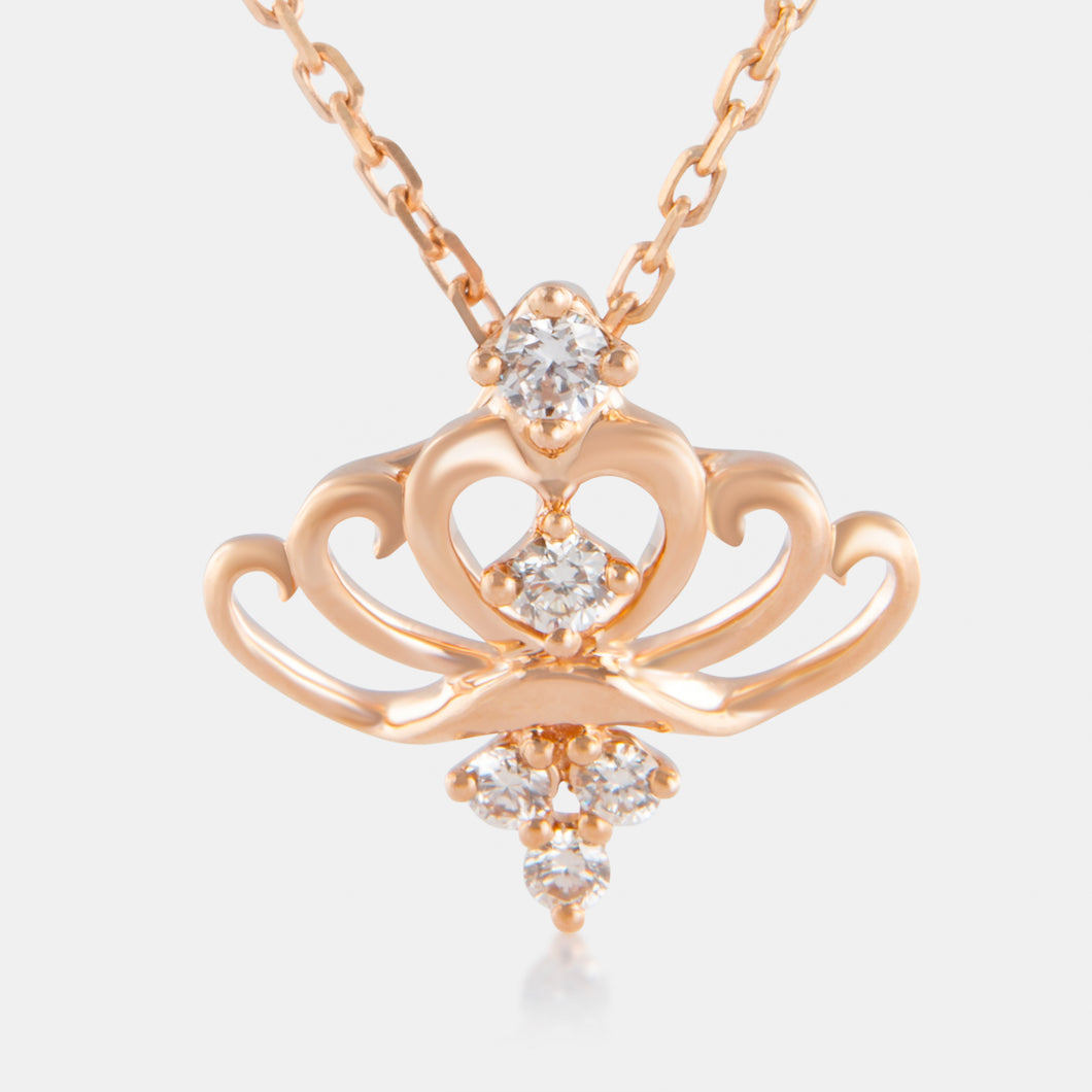 18K Rose Gold Diamond Crown Necklace