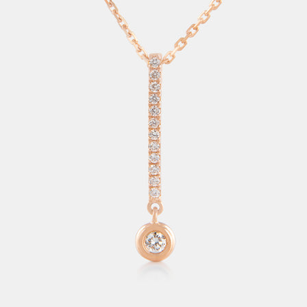 18K Rose Gold Diamond Bar and Bezel Necklace