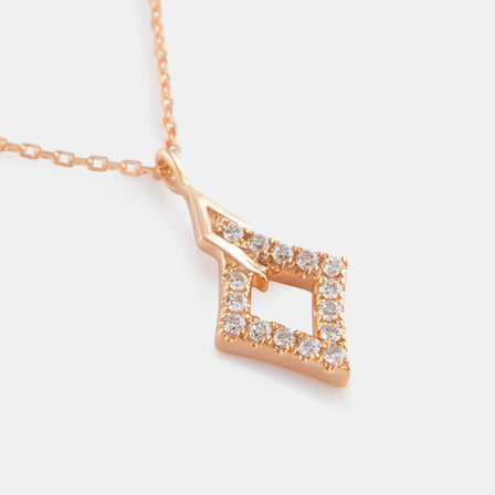 18K Rose Gold Diamond Rhombus Necklace