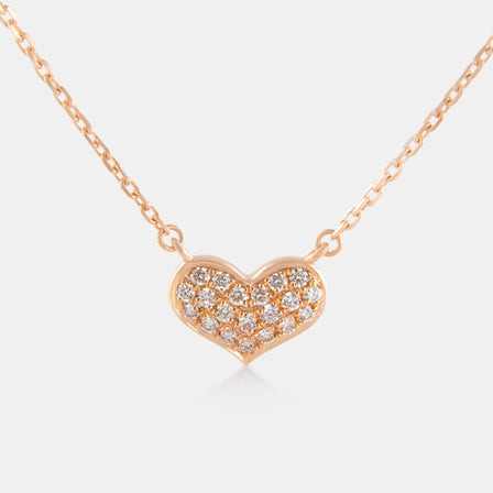 18K Rose Gold Diamond Pave Heart Necklace