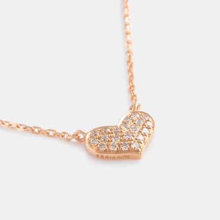 18K Rose Gold Diamond Pave Heart Necklace