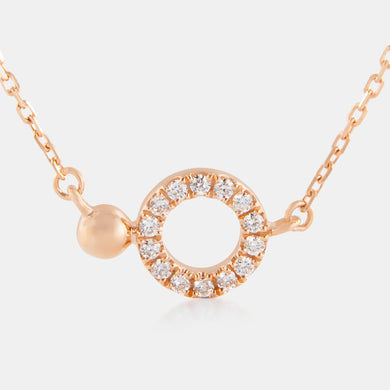 18K Rose Gold Petite Diamond Circle Necklace