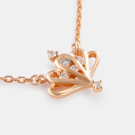 18K Rose Gold  Petite Diamond Crown Necklace