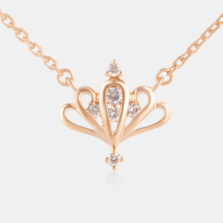 18K Rose Gold  Petite Diamond Crown Necklace