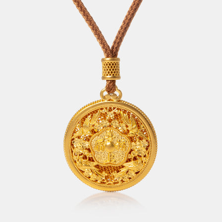 24K Antique Gold Filigree Phoenix Necklace