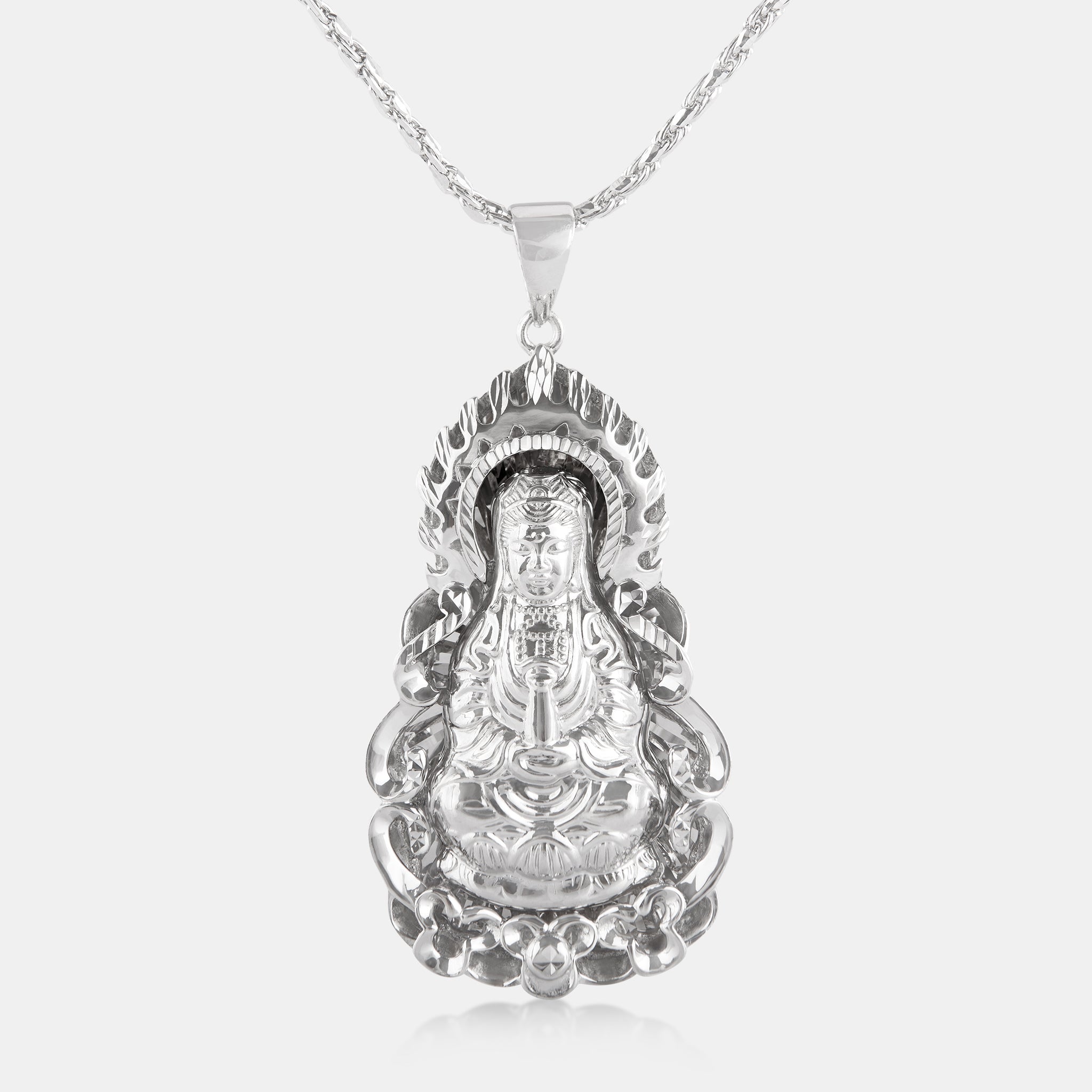 Platinum Guanyin Pendant | Cast in Radiance | 铂金观音吊坠– Lao