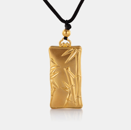 24K Antique Gold Bamboo Necklace