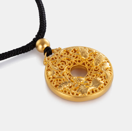 24K Antique Gold Filigree Koi Peacebuckle Necklace