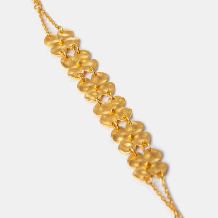24K Antique Gold Multi Peony Line Bracelet