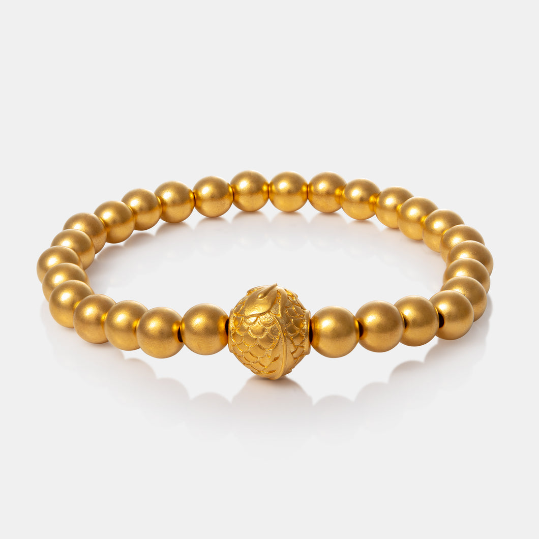 24K Antique Gold Phoenix Ball Beaded Bracelet