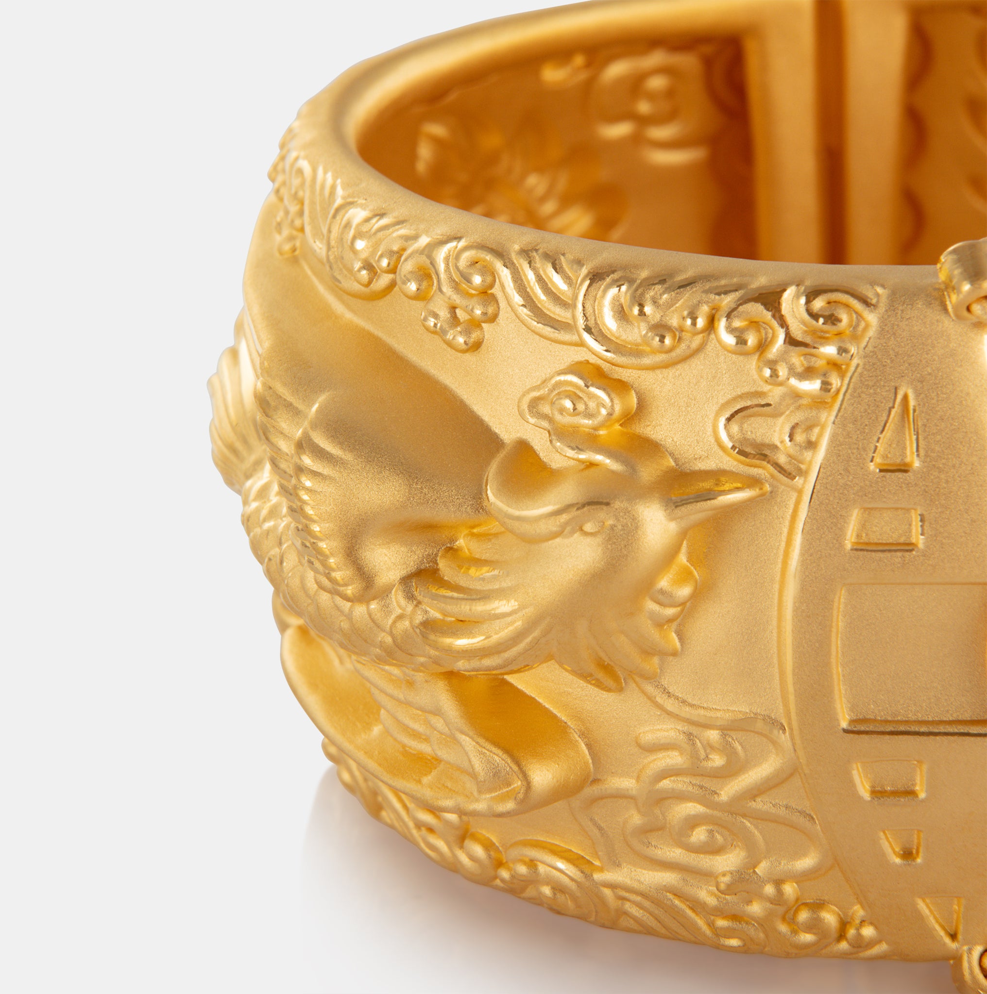 24K Gold Dragon And Phoenix Double Happiness Bangle – Lao Feng