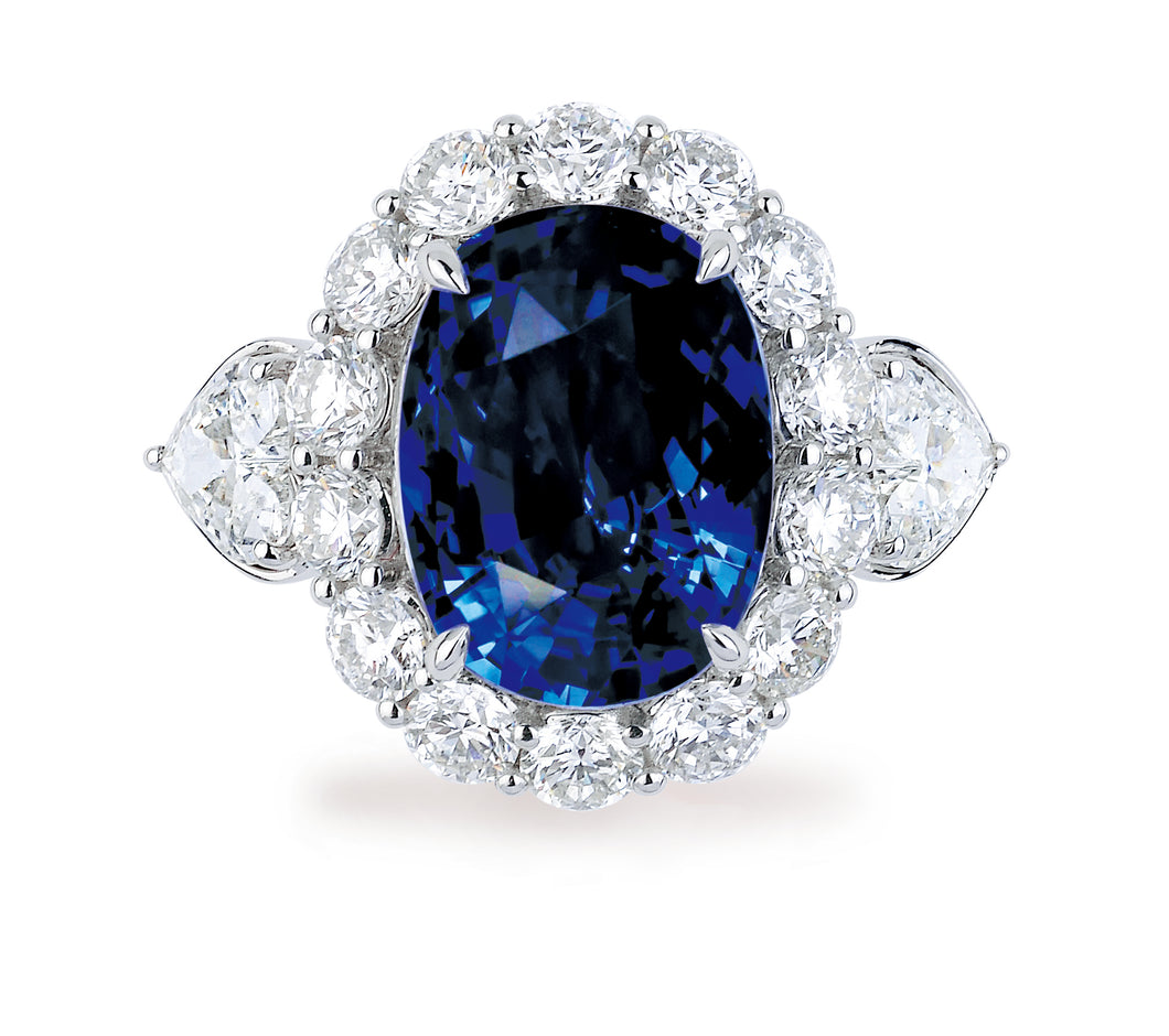 Oval Cut Majestic Blue Sapphire Ring