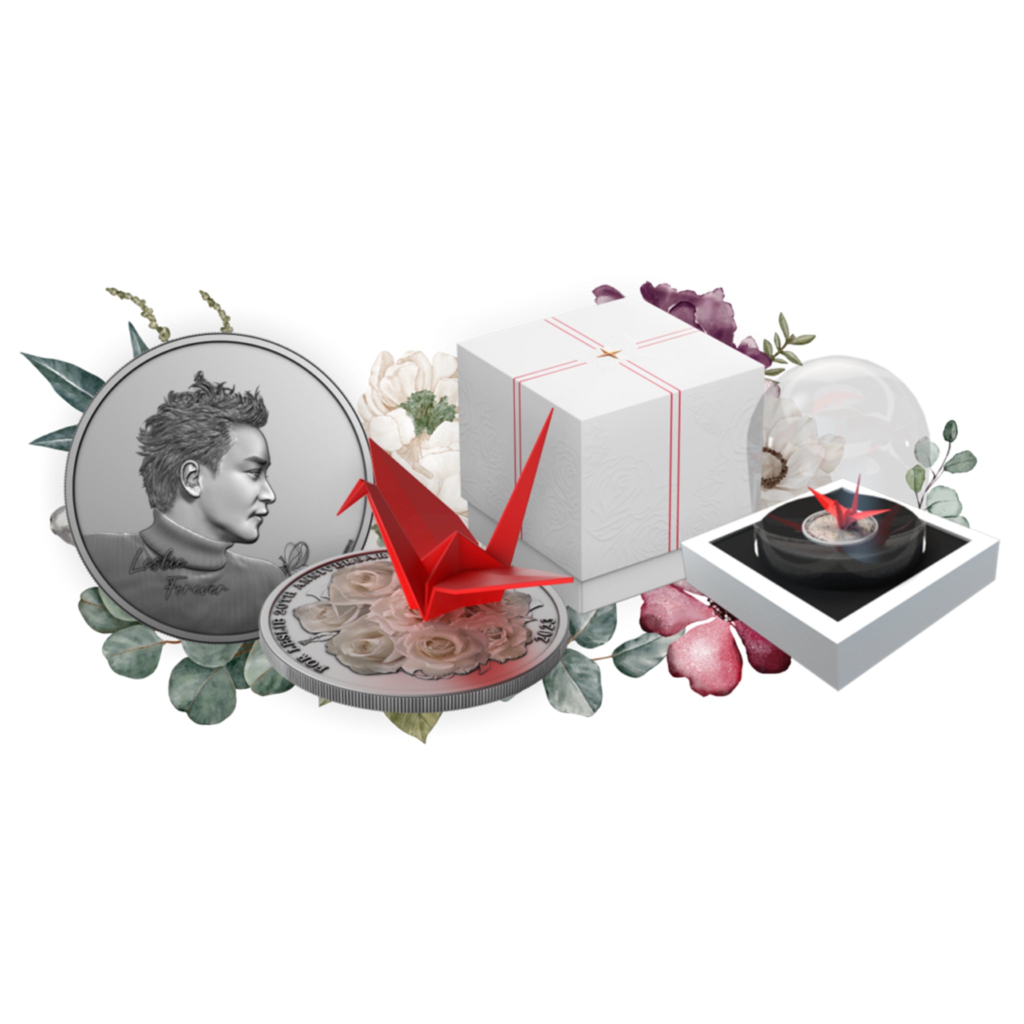 Leslie Cheung Commemorative Coin - Origami Crane Edition 张国荣20周年复古纪念银章纸鹤版
