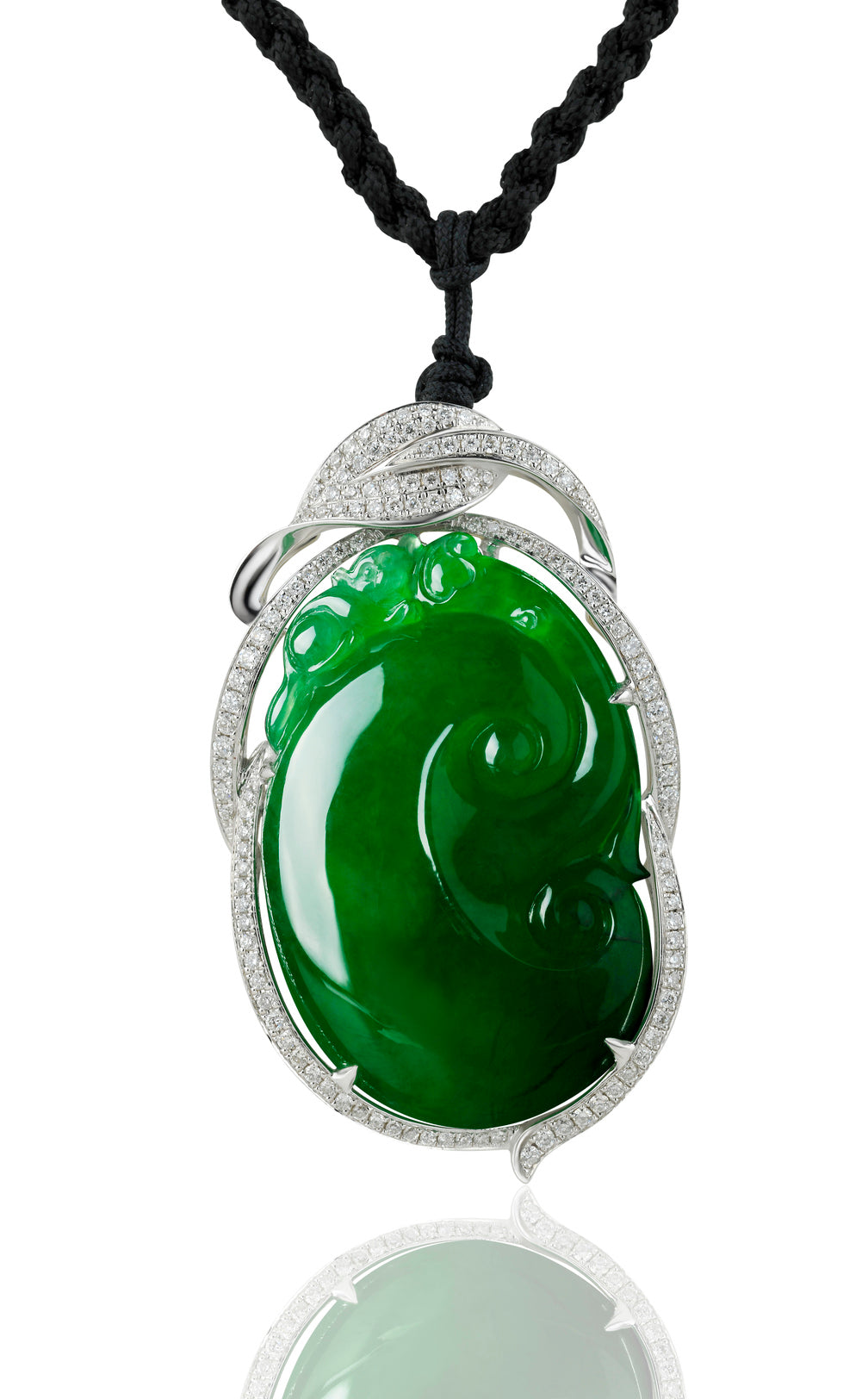 Imperial Jadeite Ruyi and Diamond Pendant