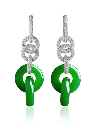 Imperial Jadeite Interlocking Peace Buckle Earrings
