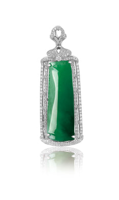 Imperial Jadeite and Diamond Halo Necklace
